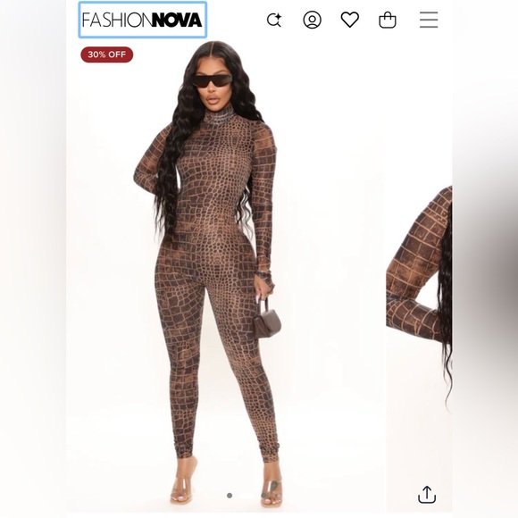 Fashion Nova Pants - Fashion Nova Sexy In Snake Mesh Jumpsuit - Brown